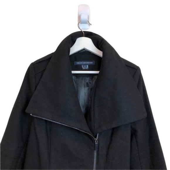 NEW French Connection Black Wool Blend Zip Jacket - Picture 12 of 13